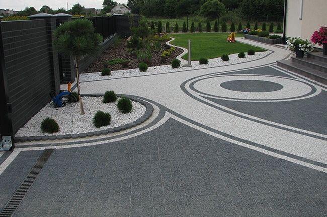 Reprezentacyjny podjazd z kostki brukowej wzór kołowy – realizacja premium Długołęka